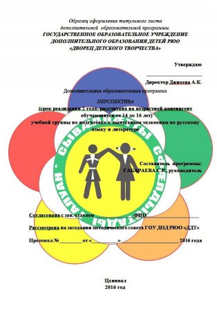 Основные требования к оформлению дополнительной образовательной программы